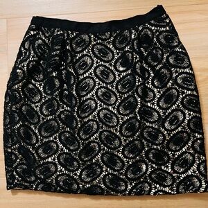 3.1 Phillip Lim Gold Sequin Black Lace Mini Skirt Size 6 Silk Lined Pockets